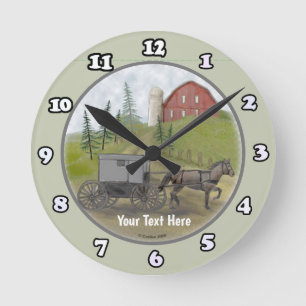 Amish Buggy Visiting Clock