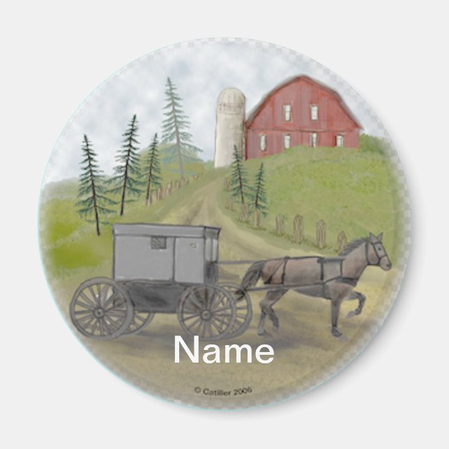 Amish Buggy Visiting  Magnet (Front)