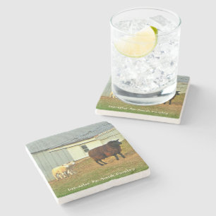 Amish Coasters, Mother Sheep and Twin Lambs! Stone Coaster