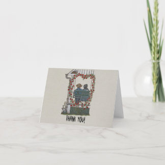 Amish Couple On Porch Swing Thank You Card