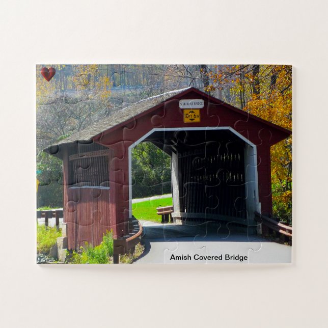 Amish Covered Bridge Jigsaw Puzzle (Horizontal)