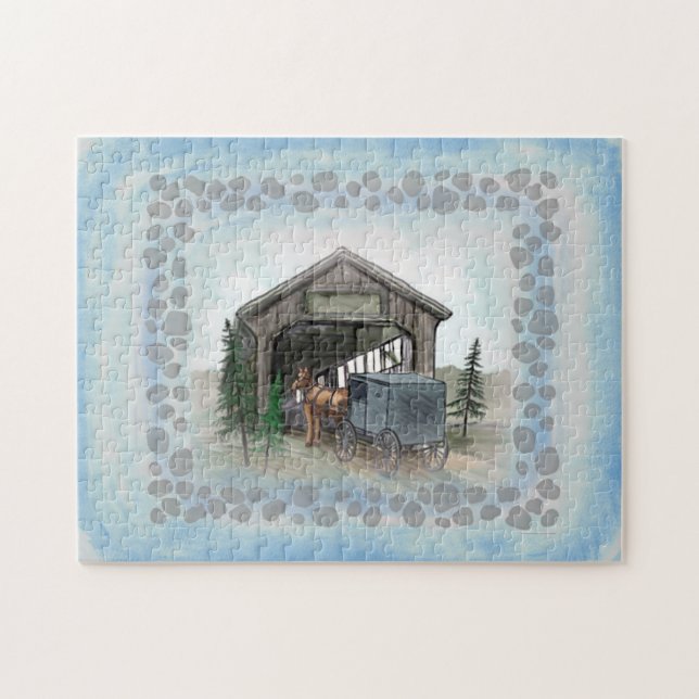 Amish Covered Bridge Jigsaw Puzzle (Horizontal)