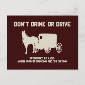 Amish - dont drink or drive postcard