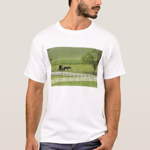 Amish farm with horse and buggy near Berlin, T-Shirt