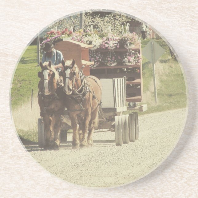 Amish Flower Delivery Coaster (Front)