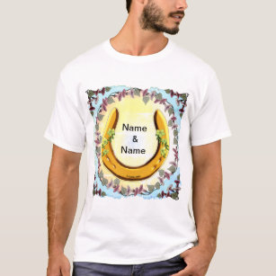 Amish Flower Horseshoe custom name T-Shirt