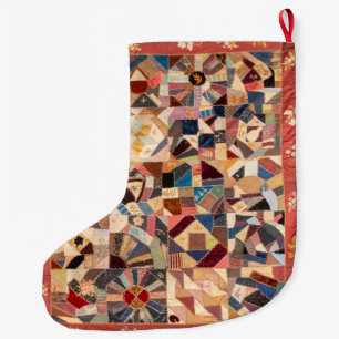Amish friendship quilt  large christmas stocking