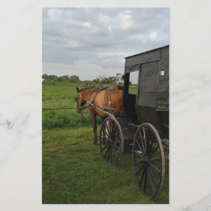 Amish Horse and Buggy at Sunset Stationery