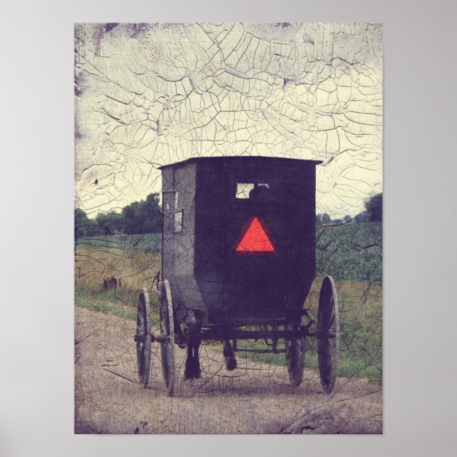 Amish Horse and Buggy, Crackle Effect Poster (Front)