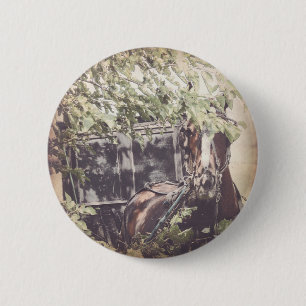 Amish Horse and Buggy in the Shade 6 Cm Round Badge