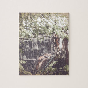 Amish Horse and Buggy in the Shade Jigsaw Puzzle