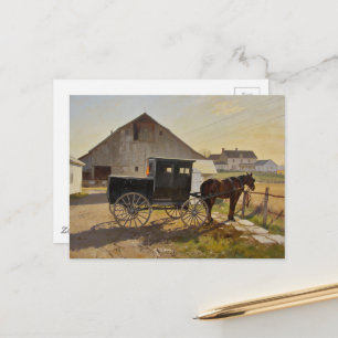 Amish Horse and Buggy Painting Postcard