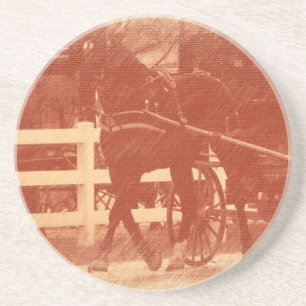 Amish Horse and Buggy Sepia Coaster