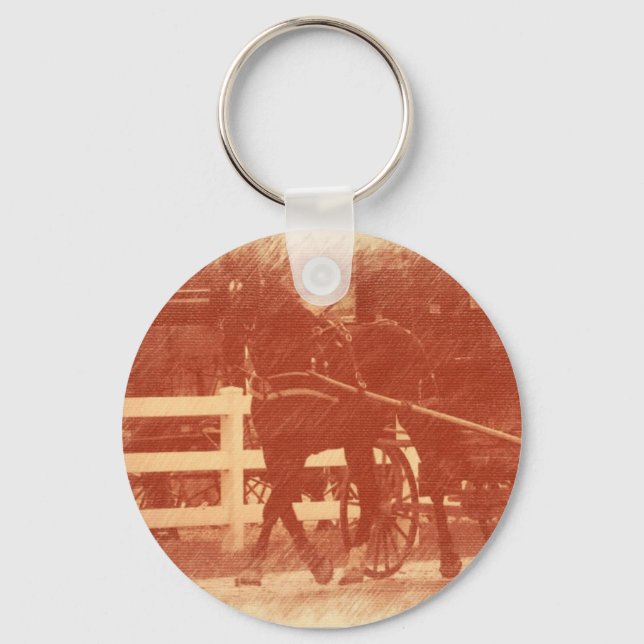 Amish Horse and Buggy Sepia Key Ring (Front)