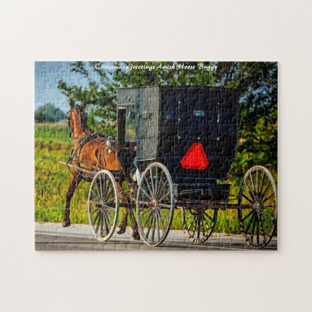Amish Horse Buggy Indiana. Christmas Horse Buggy Jigsaw Puzzle (Horizontal)