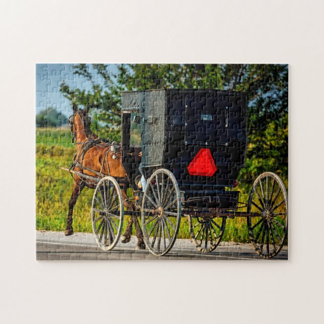Amish Horse Buggy Indiana. Jigsaw Puzzle (Horizontal)