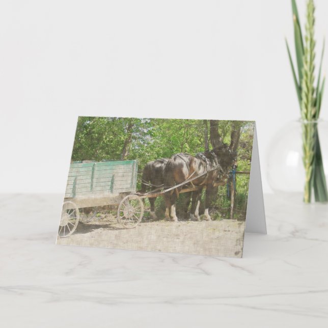 Amish Horses and Wagon Card (Front)