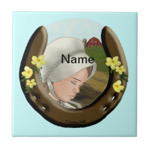 Amish Horseshoe Girl tile