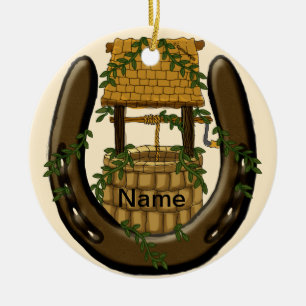 Amish Horseshoe Wishing Well custom name ornament