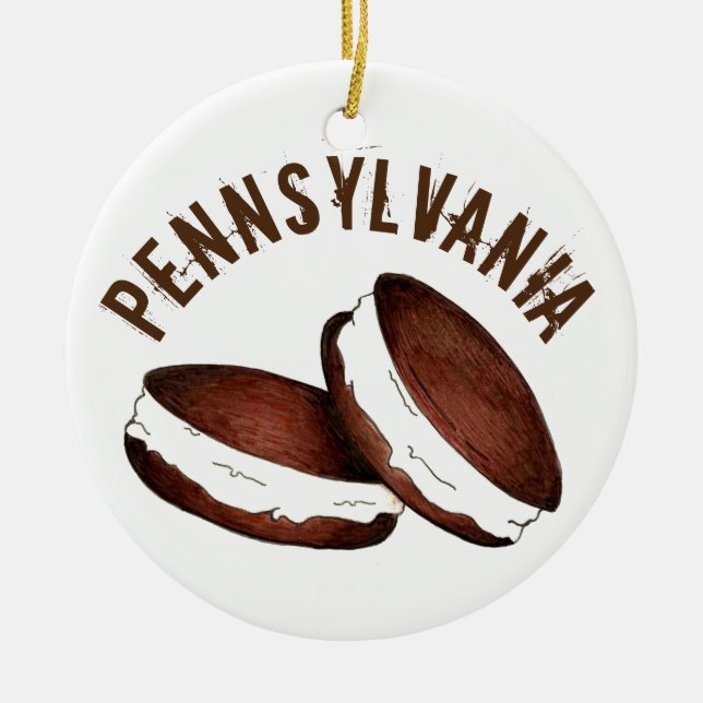 Amish Pennsylvania PA Dutch Foods Whoopie Pie Ceramic Ornament (Front)