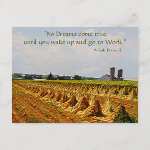 Amish Postcard. Proverb. Dreams. Work Postcard 2