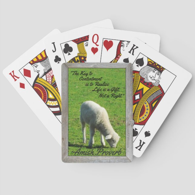 Amish Proverb! Cute Lamb! Amish Farms! Playing Cards (Back)