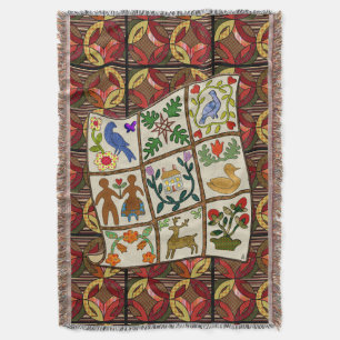 Amish Quilt-Lovers Feast in Cosy Country Colours Throw Blanket