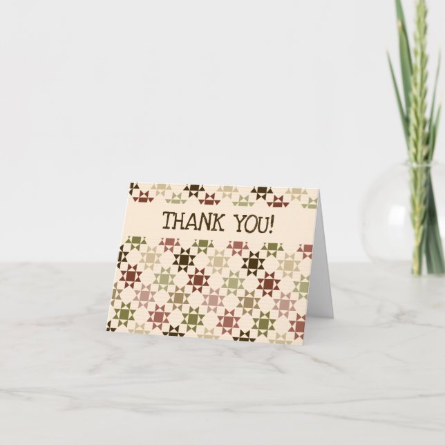 Amish Quilt Patterned Custom Message Thank You Card (Front)