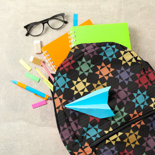 Amish Quilt Print Bright Colours Patterned Printed Backpack
