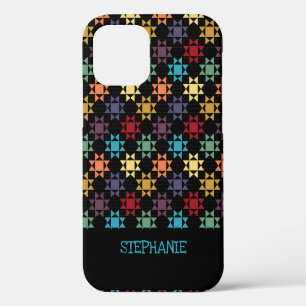 Amish Quilt Print Bright Colours Personalised iPhone 12 Pro Case