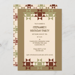 Amish Quilt Print Quilting Themed Custom Party Inv Invitation