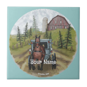 Amish Town Day Ceramic Tile