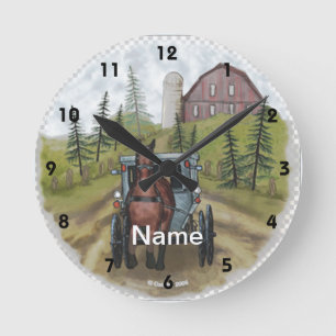 Amish Town Day Clock