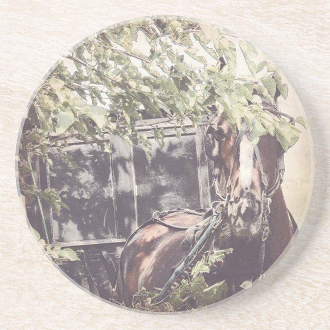 amish Waiting Horse Coaster (Front)