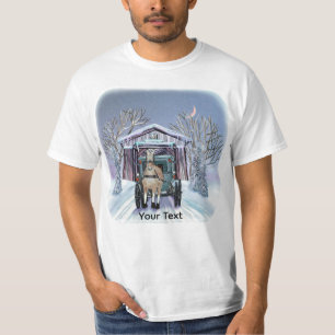Amish Winter Covered Bridge  T-Shirt