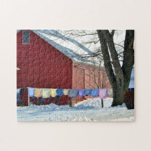 Amish Winter Laundry Jigsaw Puzzle