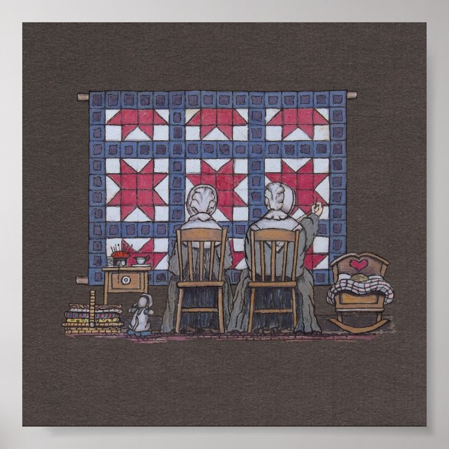 Amish Women Quilting Poster (Front)