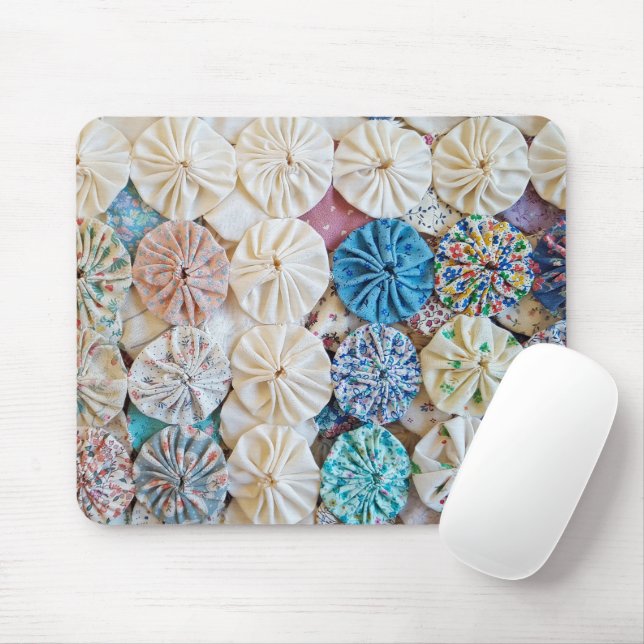 Amish Yo Yo Quilt Pattern Mouse Pad (With Mouse)