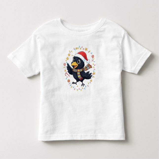 AMITA | Cheerful Crow - Holiday Lights Toddler T-Shirt (Front)