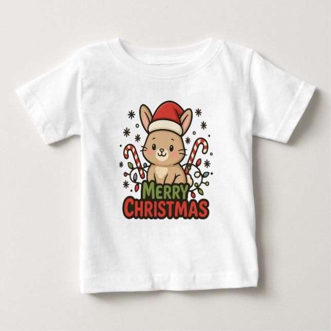 AMITA | Cute Bunny Merry Christmas Baby T-Shirt (Front)