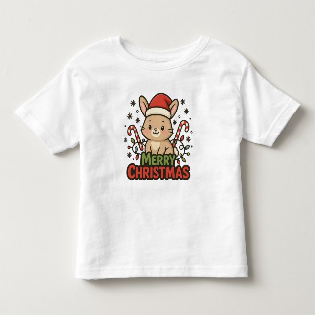 AMITA | Cute Bunny Merry Christmas Toddler T-Shirt (Front)