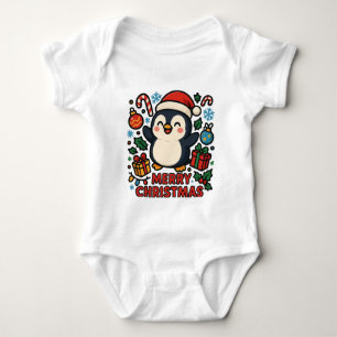 AMITA - Merry Christmas Penguin Baby Bodysuit