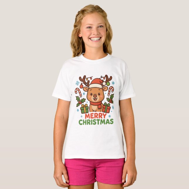AMITA  - Merry Christmas Reindeer T-Shirt (Front Full)