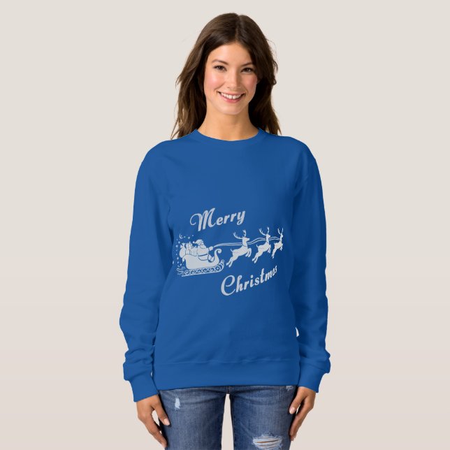 Amita - Santa Sleigh Christmas Design Sweatshirt (Front Full)