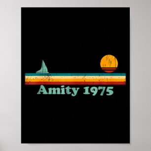 Amity 1975 Retro Sailboat And Sunset Design Idea Poster