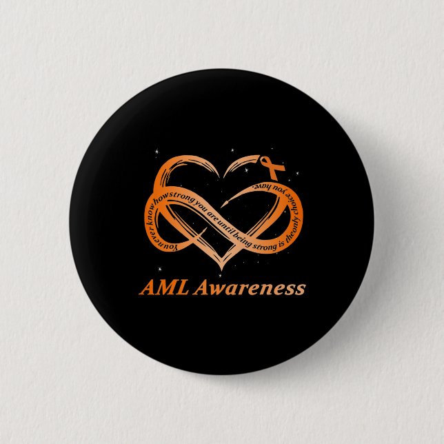 AML Warrior I'm Fine Acute Myeloid Leukaemia Aware 6 Cm Round Badge (Front)