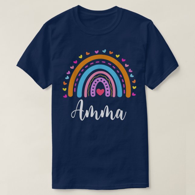 Amma Gifts For Grandma Cute Amma Rainbow Mothers D T-Shirt (Design Front)