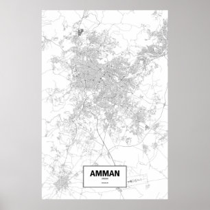 Amman, Jordan (black on white) Poster