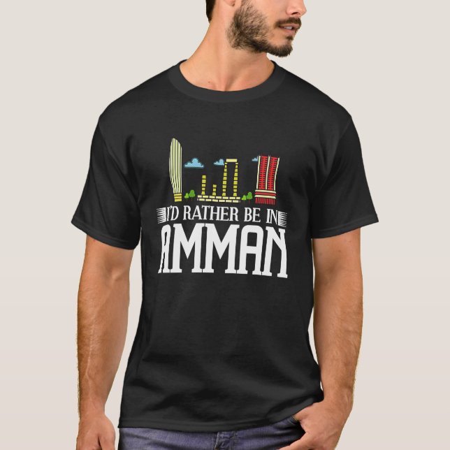 Amman Jordan City Skyline Map Travel T-Shirt (Front)