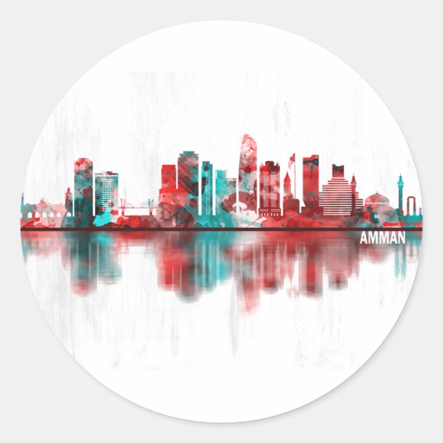 Amman Jordan Skyline Classic Round Sticker (Front)